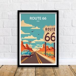 Route 66 Art Print Route 66 Route 66 Wall Decor Route 66 Print Route 66 ...