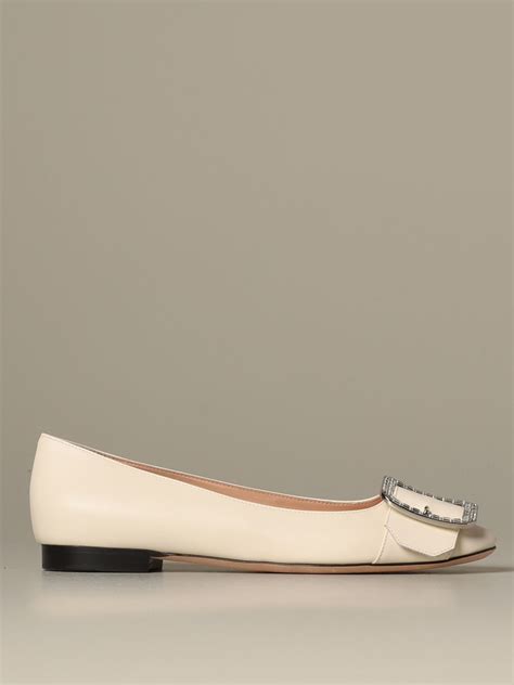 Bally Outlet Ballerina Jackie Flat In Pelle Con Fibbia Di Strass