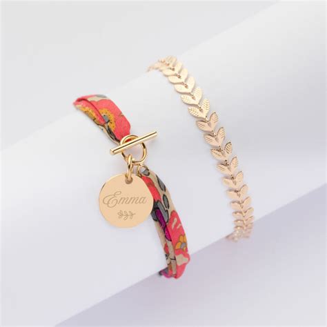 Duo Bracelets Personnalis S Plaqu Or Epi Et Liberty Fermoir M Daille