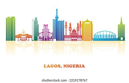 Colourfull Skyline Panorama City Lagos Nigeria Stock Vector (Royalty ...