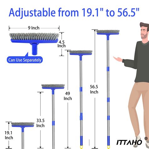 Ittaho Pack Grout Brush With Long Handle Swivel Cleaning Grout Line