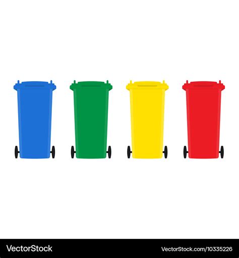 Set Of Trash Bins Flat Design Royalty Free Vector Image