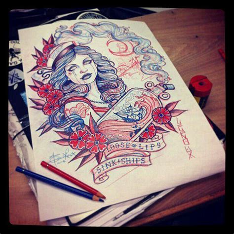 Loose lips sink ships | Vintage tattoo sleeve, Tattoo style drawings ...