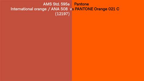 AMS Std 595a International Orange ANA 508 12197 Vs Pantone Orange