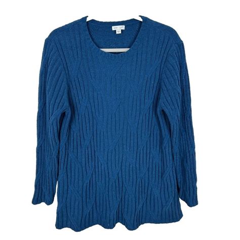 J Jill Sweaters J Jill Blue Chenille Tunic Sweater Womens Xl Super