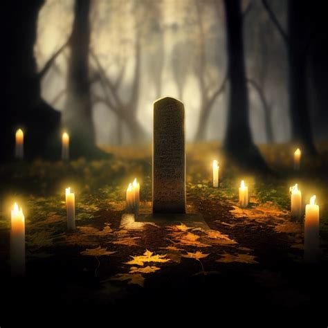 Gravestone With Candles Around It And A Forest And Midjourney OpenArt