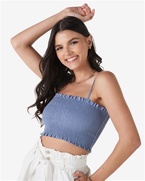 Riachuelo Top Cropped Feminino Al As Finas Algod O Lastex Azul Pool