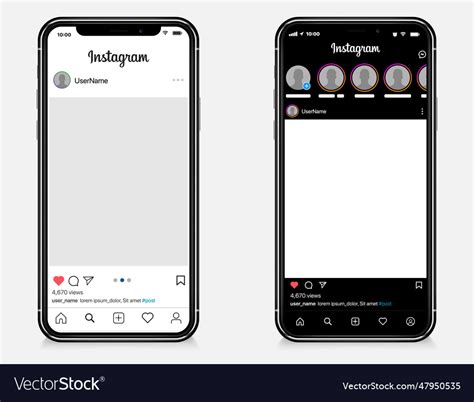 Instagram Post Template Set On Apple Iphone Vector Image