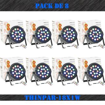 Pack de 8 Projecteurs Par Ibiza Light THINPAR 18X1W RGB Télécommande