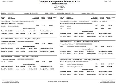 Unofficial Transcript