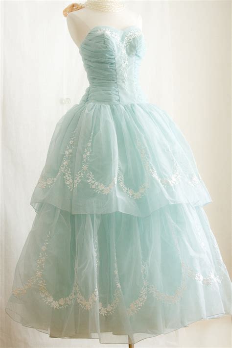 Vintage Inspired Tea Length Ice Blue Prom Formal Dress Jojo Shop