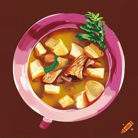 Stylish Print Of A Delicious Potato Soup With Ribs On Craiyon