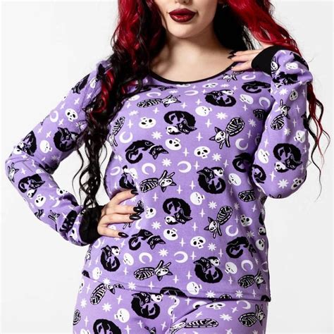 Killstar Purr Off Long Sleeve Top Plum Size Depop