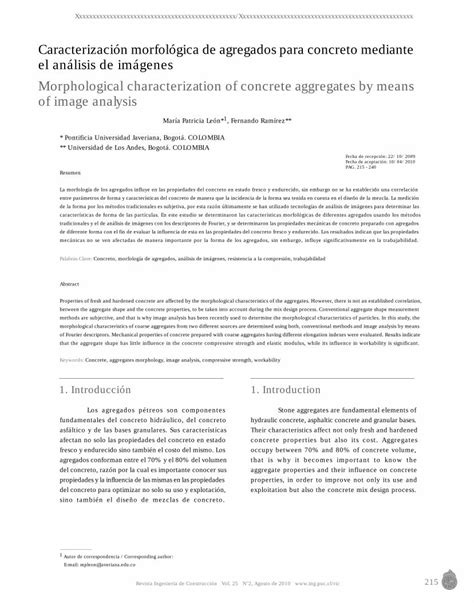 Pdf Caracterizaci N Morfol Gica De Agregados Para Concreto Pdf