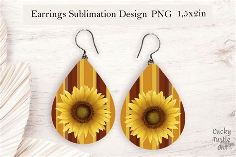 Sunflower Teardrop Sublimation Earrings Design By Luckyturtleart