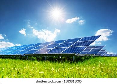 Solar Panel Under Blue Sky Sun Stock Photo 1583813005 Shutterstock