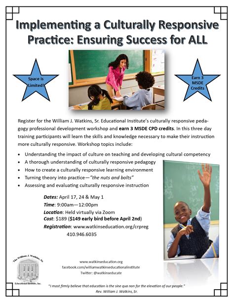 Spring 2021 Implementing A Culturally Responsive Practice Webinar Watkins Education