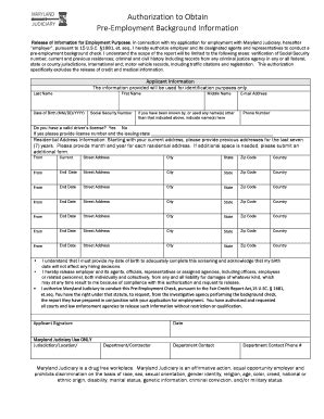 22 Printable Pre Employment Background Check Authorization Form