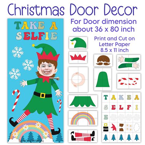 Christmas Classroom Door Decor Elf Selfie Door Decor Kit Take A