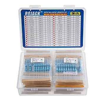 BOJACK 300 Pcs 30 Values Resistor Kit 1 Ohm 1M Ohm With 1 2W Metal