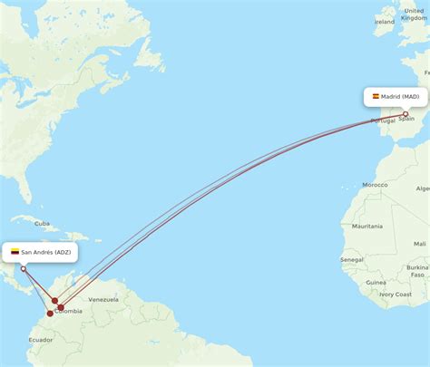 All Flight Routes From Madrid To San Andres Island Mad To Adz Flight