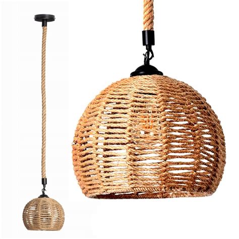 Lampa Sufitowa Wisząca BOHO SZNUR LINA ŻYRANDOL 7192 NATURALNA RETRO