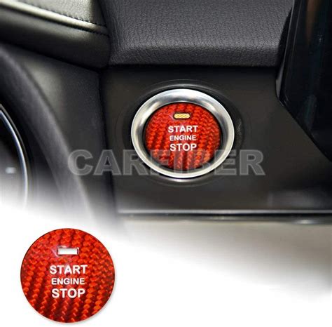 Red Carbon Fiber Engine Start Stop Button Cover For Mazda Cx Cx