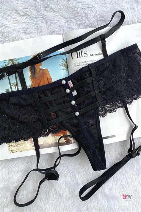 Kit Calcinha Fio Dental Atena Cinta Liga BBM Lingerie Lingerie