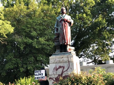 Christopher Columbus statue removed during protest, thrown into Byrd ...