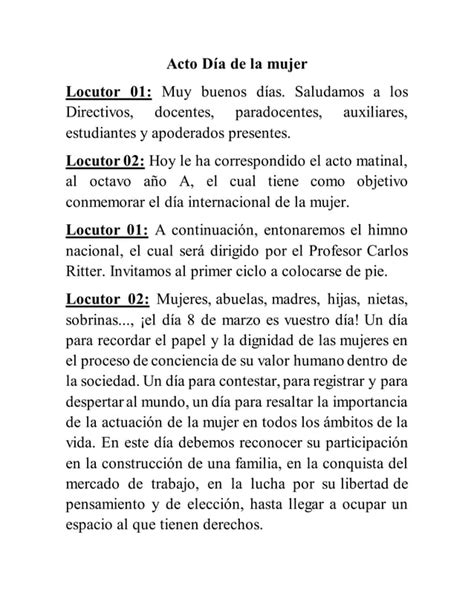 Acto día de la mujer PDF Descarga Gratuita