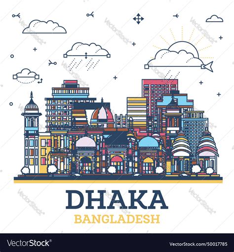 Outline Dhaka Bangladesh City Skyline With Vector Image