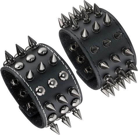 Manfnee Spike Rivet Nieten Armband Leder Punk Gothic Biker Breite