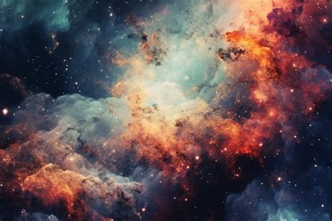 Illustration Showcasing A Vibrant Space Nebula Intricate Gas Clouds