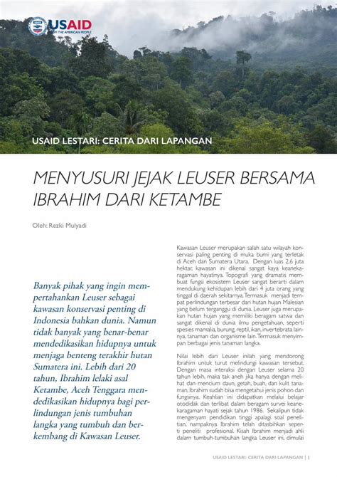 PDF MENYUSURI JEJAK LEUSER BERSAMA IBRAHIM DARI Mumpuni Ratusan