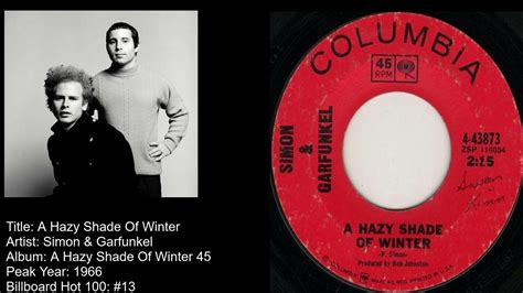 Simon And Garfunkel A Hazy Shade Of Winter Youtube