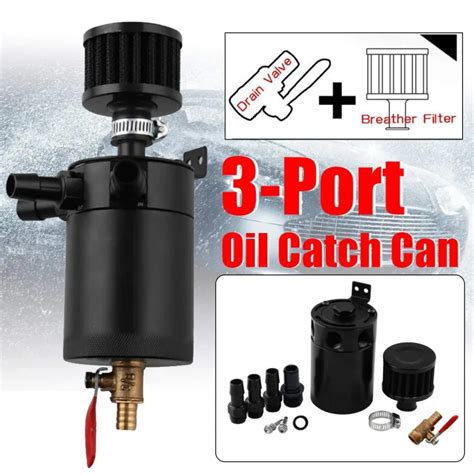 Car Aluminum Reservoir Oil Catch Can Tank Port Baffled Reservoir With