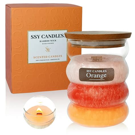 Orange Scented Home Candles - Jar Candles 8.4 oz - Wooden Wick Candles ...