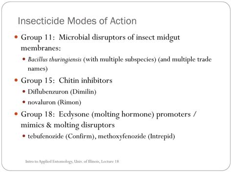 Ppt Modes Of Action And Target Pests For Insecticides Powerpoint