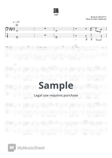 Ado 踊 Basstab 4strings 악보 By Swbass