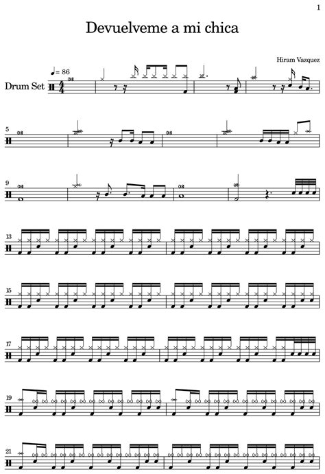 Devuelveme A Mi Chica Sheet Music For Drum Set