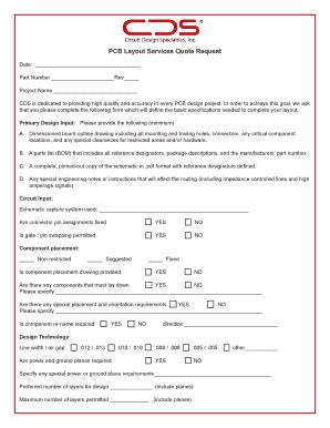 Fillable Online Pcb Layout Services Quote Request Circuit Design