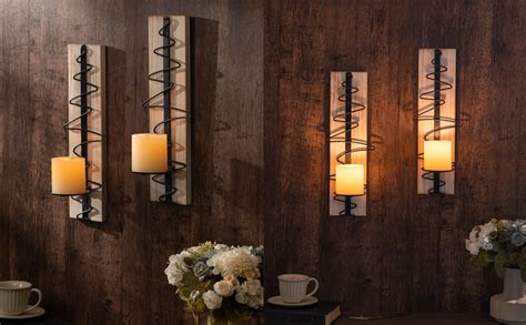 Amazon Wall Candle Sconce Set Of 2 Wooden Wall Mounted Candle