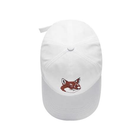 Maison Kitsun Large Fox Head Embroidery P Cap White End Uk