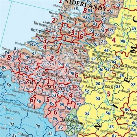 Europa Z Kodami Pocztowymi Mapa Do Wpinania