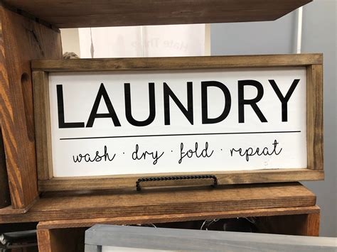 Laundry Wash Dry Fold Repeat Laundry Room Sign 8x18 Etsy