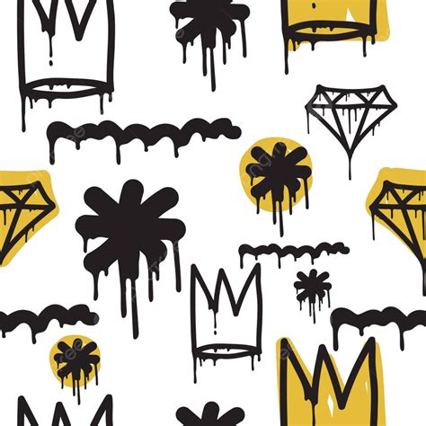 Graffiti Seamless Pattern Crown Alphabet Graffiti Vector Crown