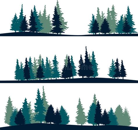 Set Of Trees Drawing By Watercolor Stock Vector Illustration Of