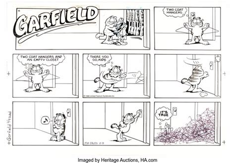 Jim Davis Garfield Sunday Comic Strip Original Art dated 2-9-86 United ...