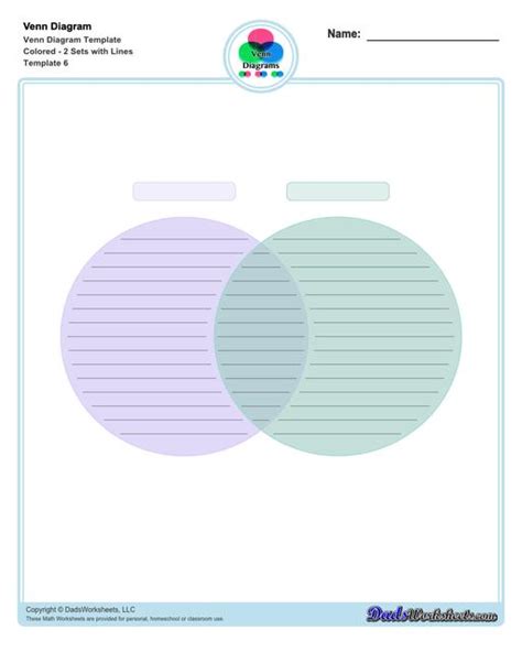 Math Worksheets: Venn Diagram : Venn Diagram Template Colored 2 Sets ...