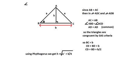 Find The Height Of An Isosceles Triangle Whose Each Of The Equal Side